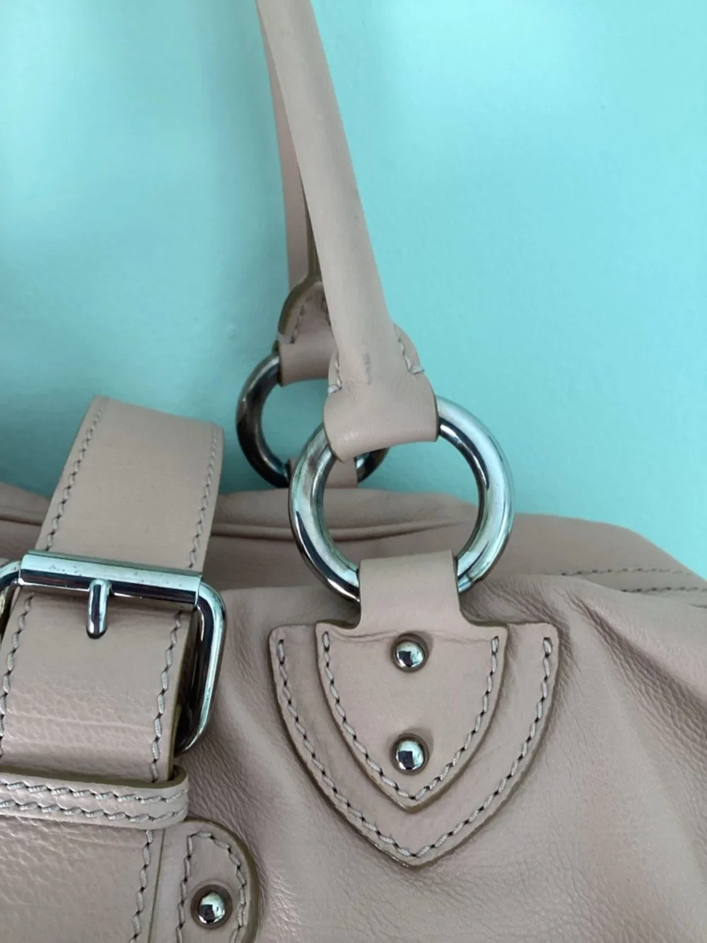 VTG Marc Jacobs Large Leather Shoulder Bag Dusty Rose Y2K - Picture 12 of 16